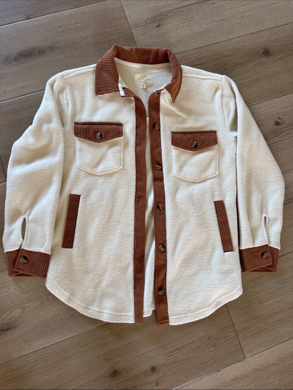 Thread & Supply Womans Cream and Brown Shacket Size XS